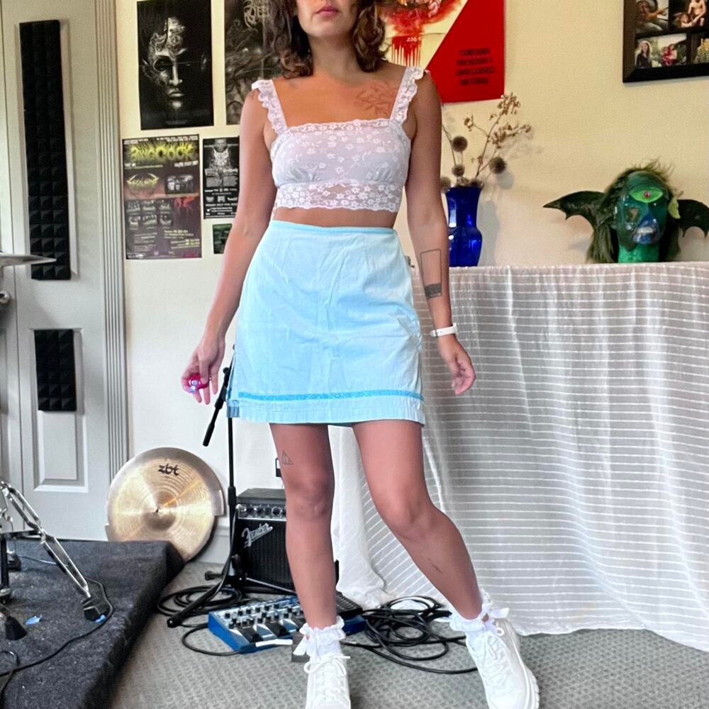 90s gingham mini skort light